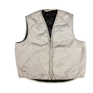 Vintage ZERO ZONE by‎ Walls Quilted Lined Canvas Work Vest Mens XLarge Gray